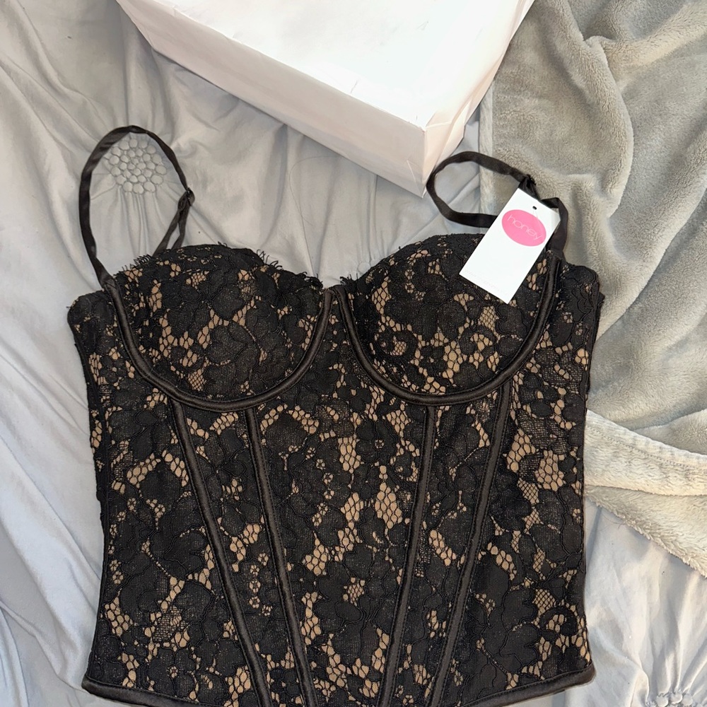 Elegant Black Lace Bustier Top